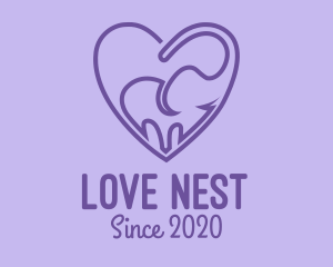 Elephant Love Heart logo design