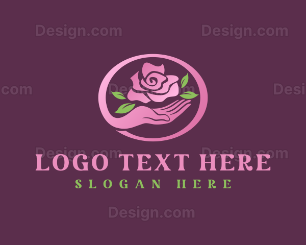 Floral Rose Leaf Hand Logo