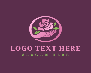 Floral Rose Leaf Hand logo