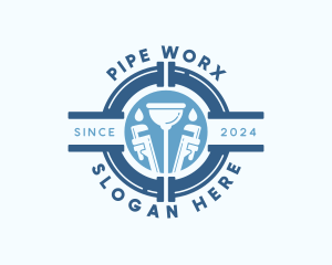 Plumbing Pipe Wrench logo design