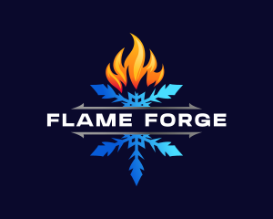 Fire Snowflake Heating logo design