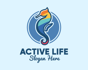 Colorful Seahorse Aquarium logo design