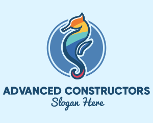 Colorful Seahorse Aquarium logo design