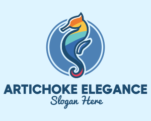 Colorful Seahorse Aquarium logo design