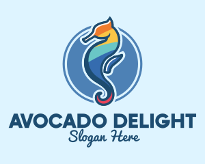 Colorful Seahorse Aquarium logo design