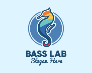 Colorful Seahorse Aquarium logo design