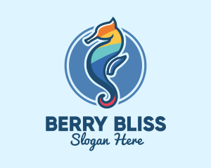 Colorful Seahorse Aquarium logo design