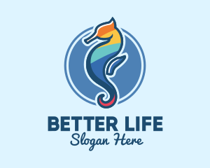 Colorful Seahorse Aquarium logo design