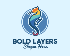 Colorful Seahorse Aquarium logo design