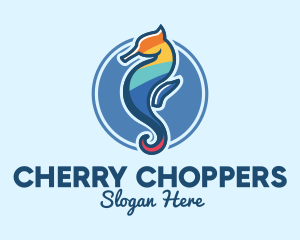 Colorful Seahorse Aquarium logo design