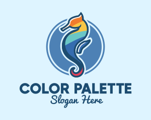 Colorful Seahorse Aquarium logo design