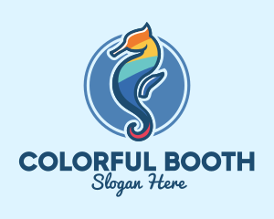 Colorful Seahorse Aquarium logo design