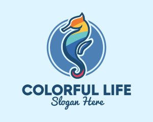 Colorful Seahorse Aquarium logo design