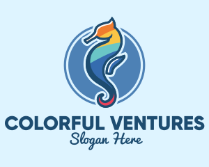 Colorful Seahorse Aquarium logo design