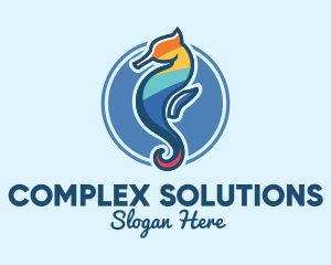 Colorful Seahorse Aquarium logo design