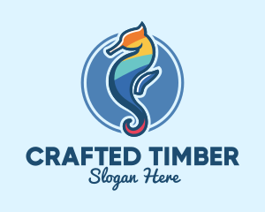 Colorful Seahorse Aquarium logo design