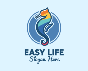 Colorful Seahorse Aquarium logo design