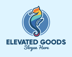 Colorful Seahorse Aquarium logo design