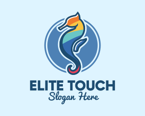 Colorful Seahorse Aquarium logo design