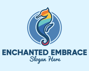 Colorful Seahorse Aquarium logo design