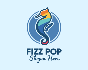 Colorful Seahorse Aquarium logo design