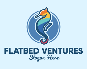 Colorful Seahorse Aquarium logo design