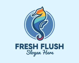 Colorful Seahorse Aquarium logo design