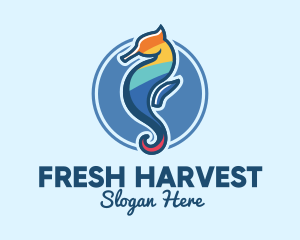 Colorful Seahorse Aquarium logo design