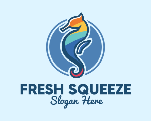 Colorful Seahorse Aquarium logo design