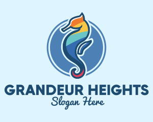 Colorful Seahorse Aquarium logo design