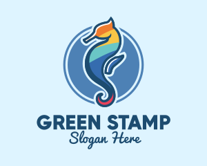 Colorful Seahorse Aquarium logo design