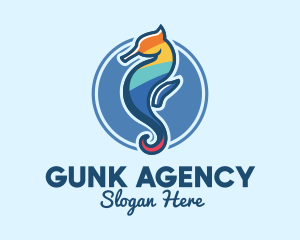 Colorful Seahorse Aquarium logo design