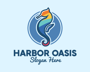 Colorful Seahorse Aquarium logo design