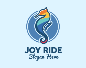 Colorful Seahorse Aquarium logo design