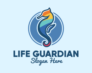 Colorful Seahorse Aquarium logo design