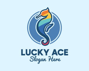 Colorful Seahorse Aquarium logo design