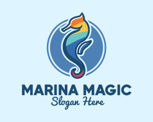 Colorful Seahorse Aquarium logo design