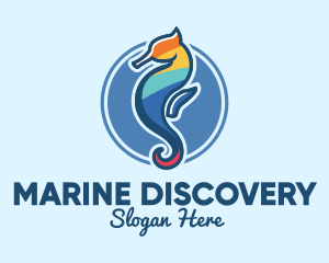 Colorful Seahorse Aquarium logo design