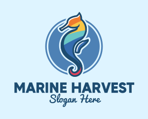 Colorful Seahorse Aquarium logo design