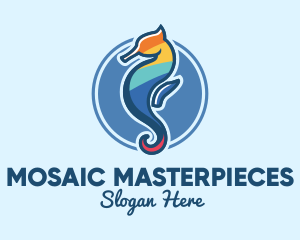 Colorful Seahorse Aquarium logo design