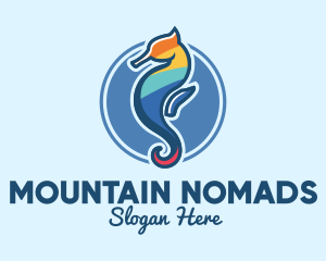 Colorful Seahorse Aquarium logo design