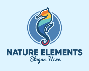 Colorful Seahorse Aquarium logo design