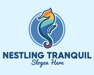 Colorful Seahorse Aquarium logo design