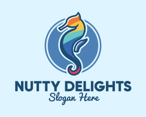 Colorful Seahorse Aquarium logo design