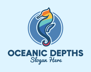 Colorful Seahorse Aquarium logo design