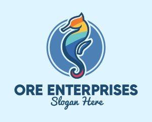 Colorful Seahorse Aquarium logo design