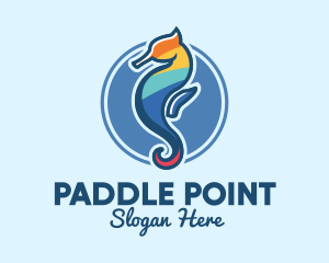 Colorful Seahorse Aquarium logo design