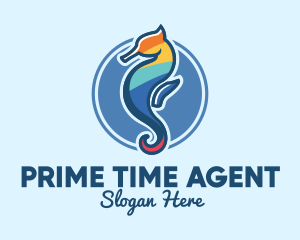 Colorful Seahorse Aquarium logo design