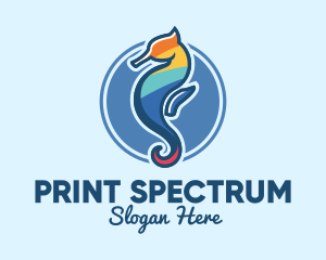 Colorful Seahorse Aquarium logo design