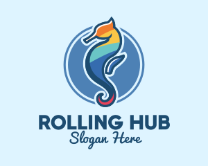 Colorful Seahorse Aquarium logo design